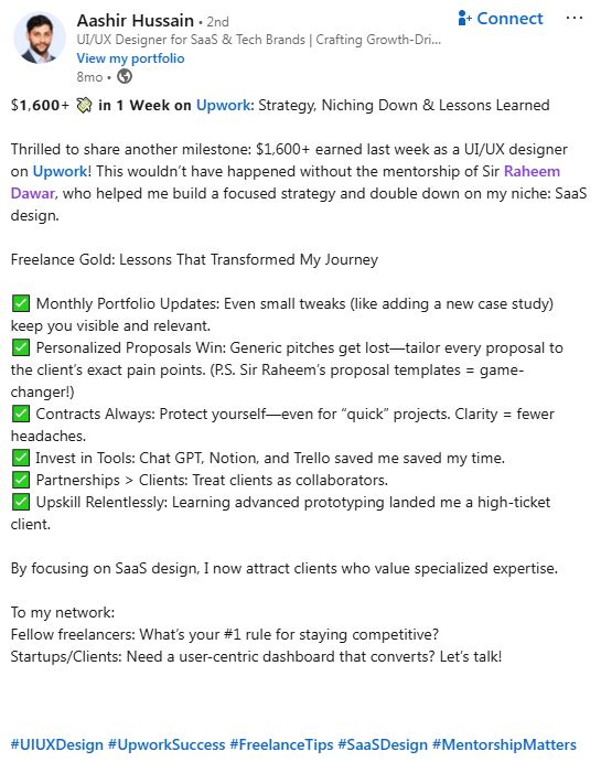 Aashir Hussain testimonial