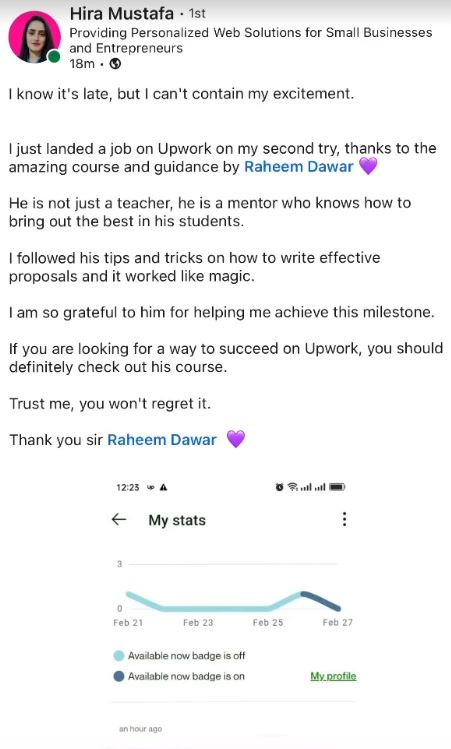 Hira Mustafa testimonial