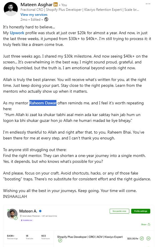 Mateen Asghar testimonial