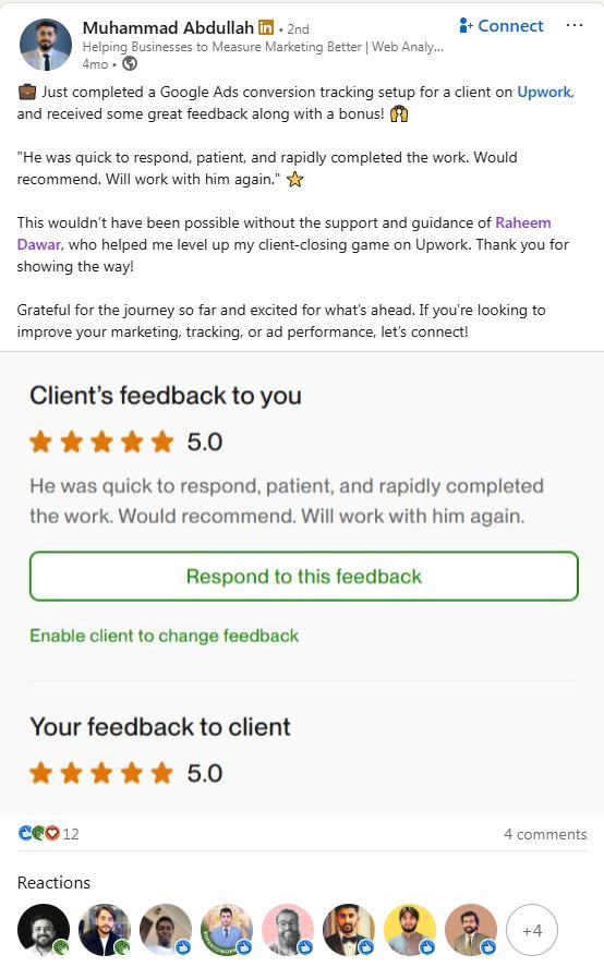 Muhammad Abdullah testimonial