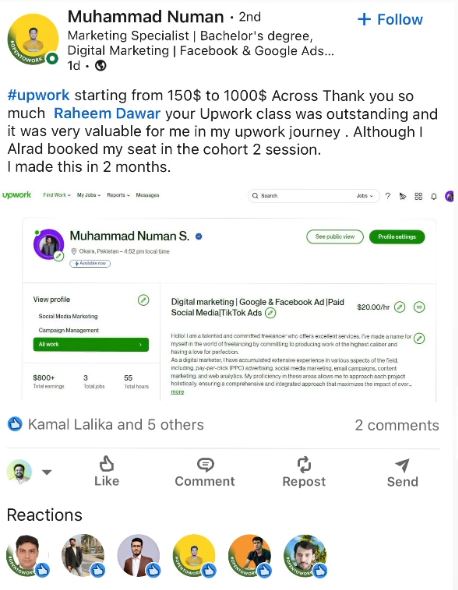 Muhammad Numan testimonial