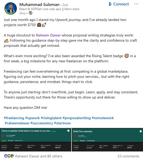 Muhammad Suleman testimonial