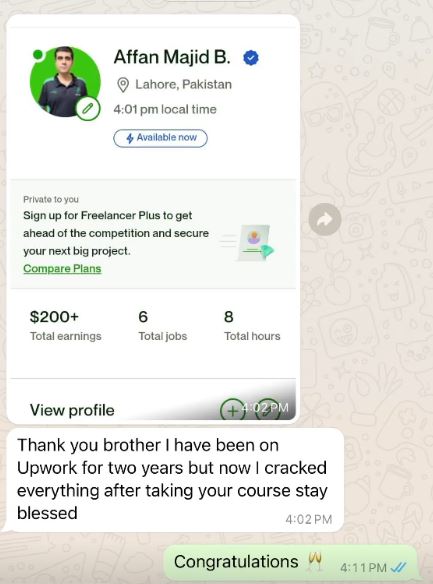 Affan Majjid testimonial