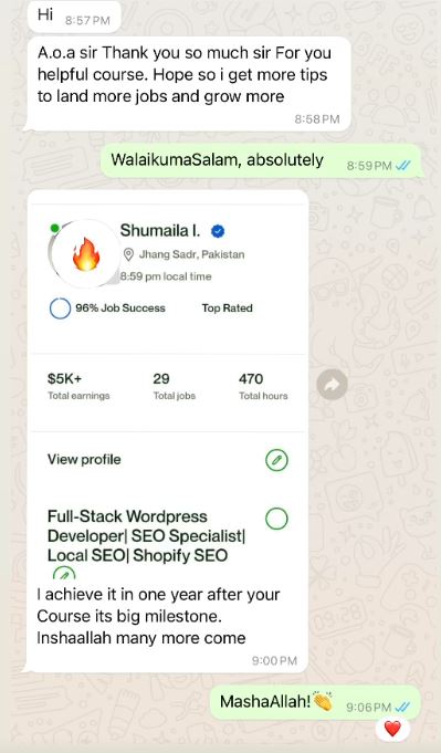 Student Win testimonial